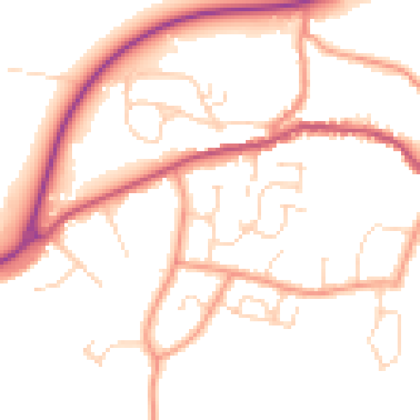 Daytime road noise heatmap for PE11 4XH