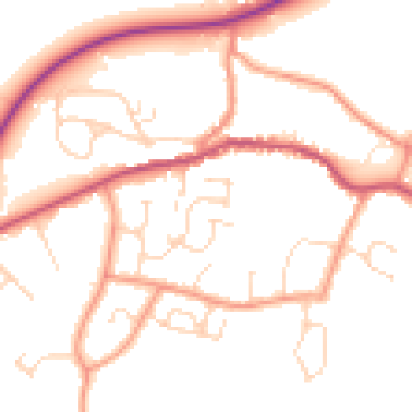Daytime road noise heatmap for PE11 4XJ