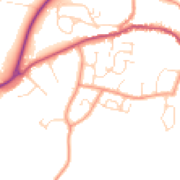 Daytime road noise heatmap for PE11 4XQ