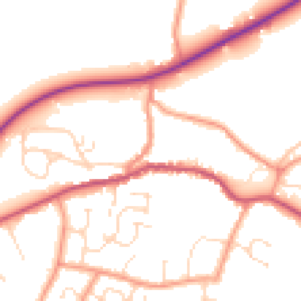 Daytime road noise heatmap for PE11 4YF