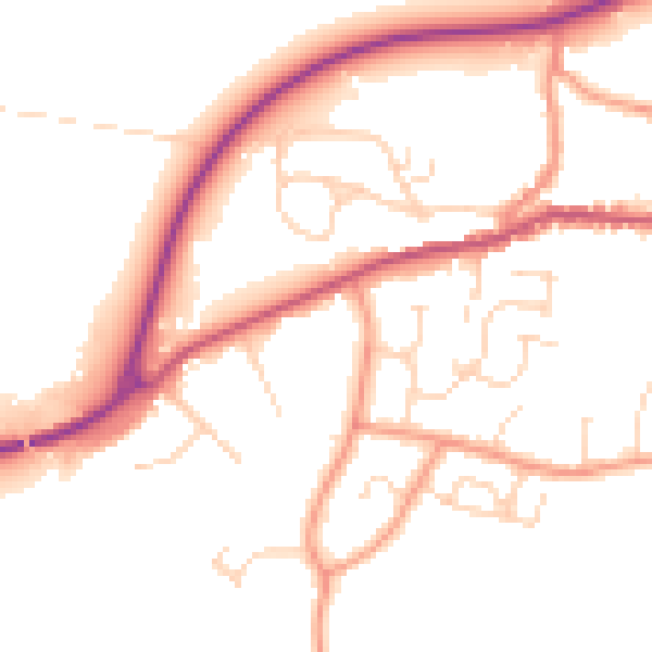 Daytime road noise heatmap for PE11 4YL