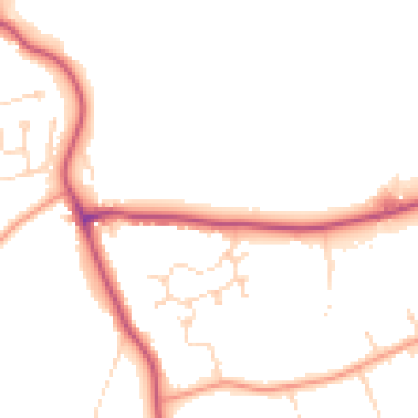 Daytime road noise heatmap for PE11 5AP