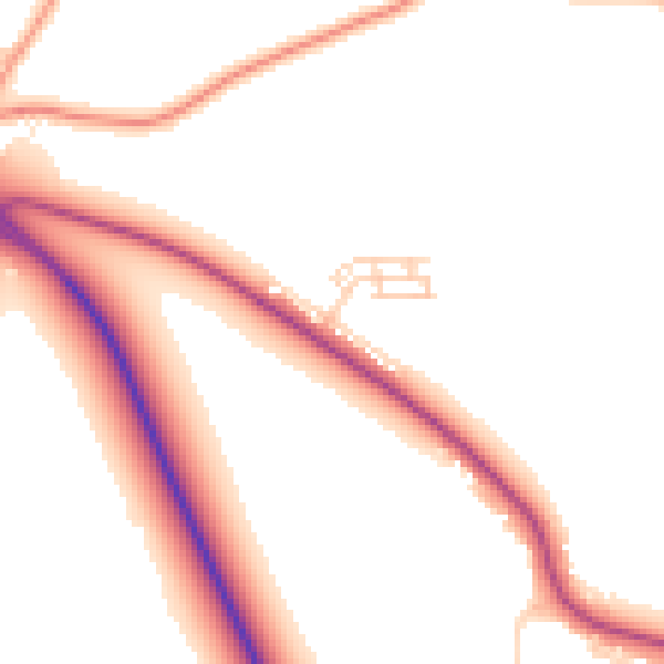 Daytime road noise heatmap for PE12 0AA