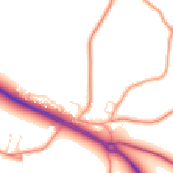 Daytime road noise heatmap for PE12 0BL
