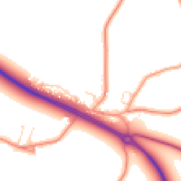 Daytime road noise heatmap for PE12 0BN