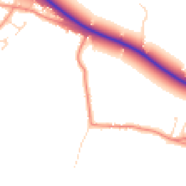 Daytime road noise heatmap for PE12 0BS