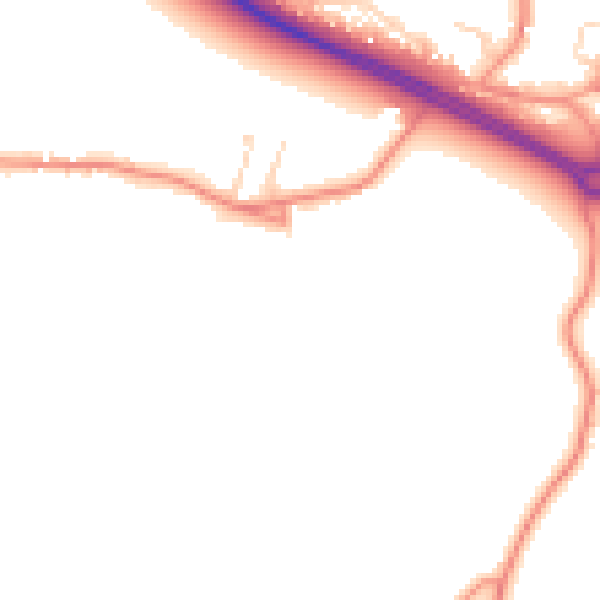 Daytime road noise heatmap for PE12 0BY