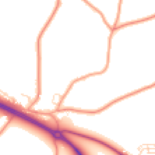 Daytime road noise heatmap for PE12 0DA