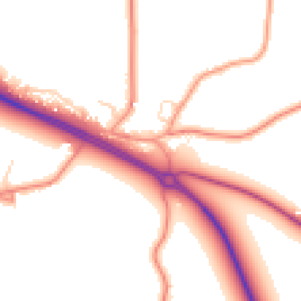 Daytime road noise heatmap for PE12 0DB