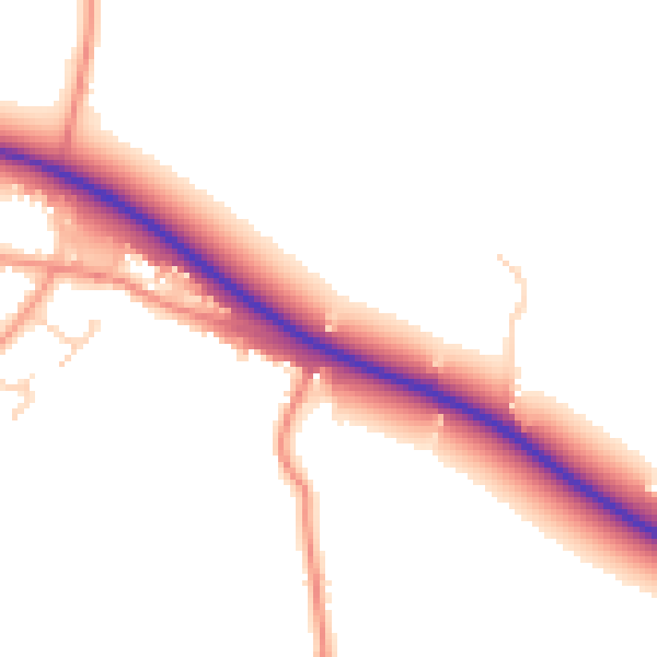 Daytime road noise heatmap for PE12 0DH