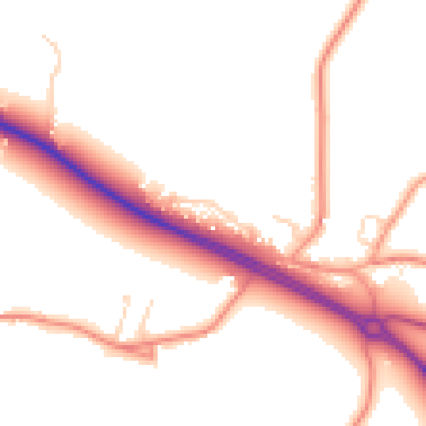 Daytime road noise heatmap for PE12 0DL