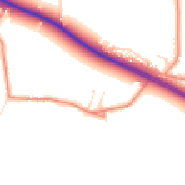 Daytime road noise heatmap for PE12 0DN