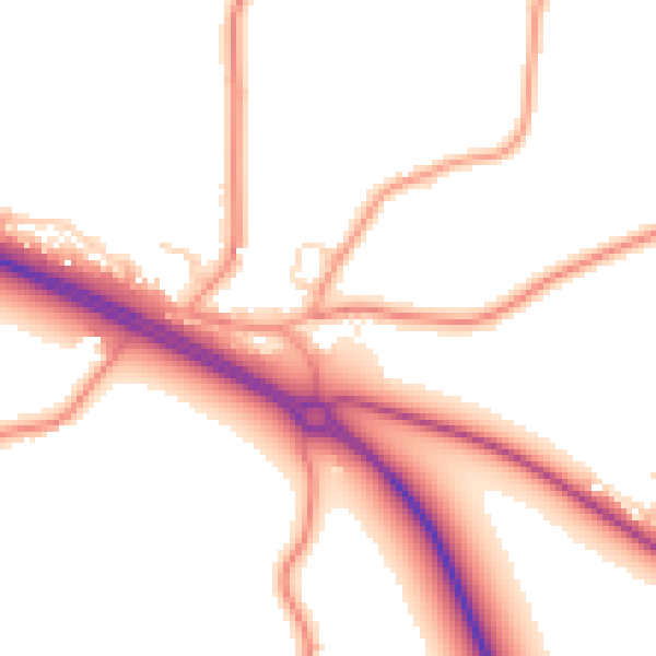 Daytime road noise heatmap for PE12 0DU