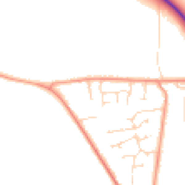 Daytime road noise heatmap for PE12 6AJ