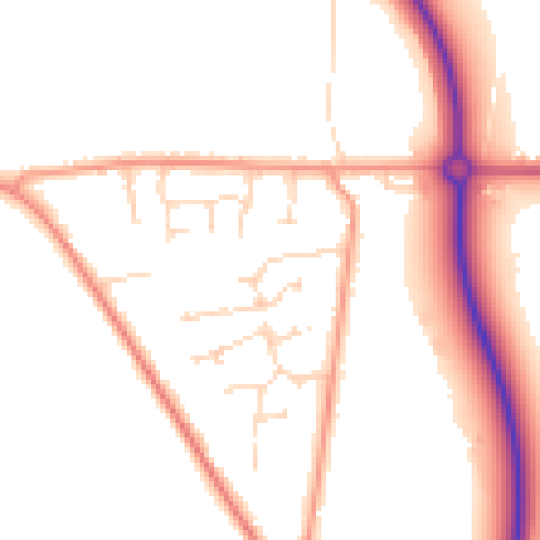 Daytime road noise heatmap for PE12 6BU