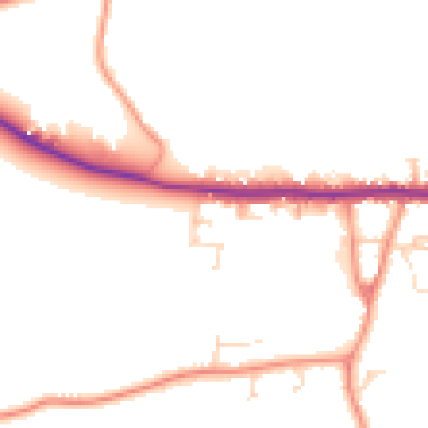 Daytime road noise heatmap for PE12 6FU