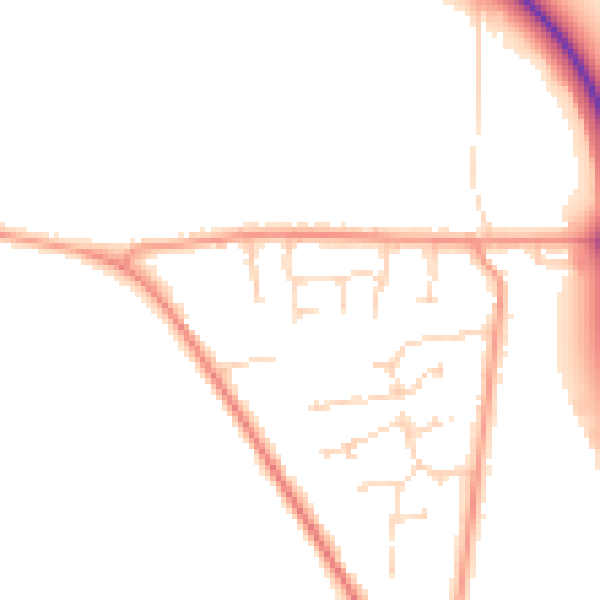 Daytime road noise heatmap for PE12 6XJ