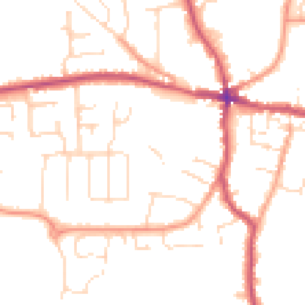 Daytime road noise heatmap for PE12 7AY