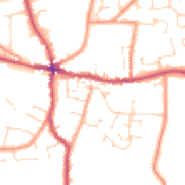 Daytime road noise heatmap for PE12 7DA