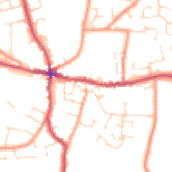 Daytime road noise heatmap for PE12 7DD