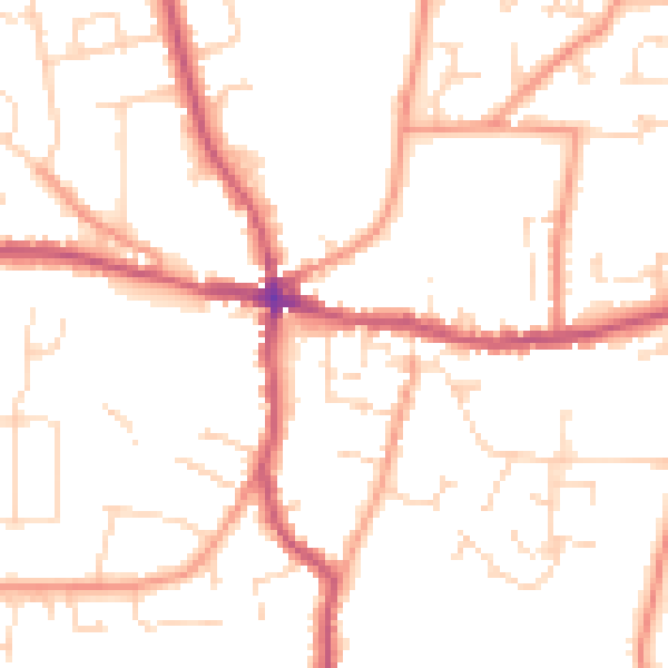 Daytime road noise heatmap for PE12 7DT