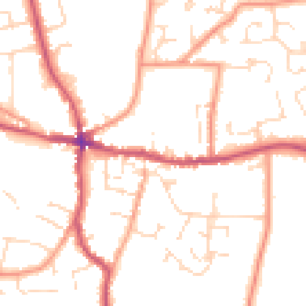 Daytime road noise heatmap for PE12 7ED