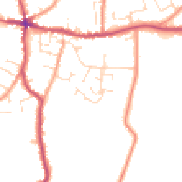 Daytime road noise heatmap for PE12 7EW