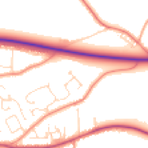Daytime road noise heatmap for PE12 7FG