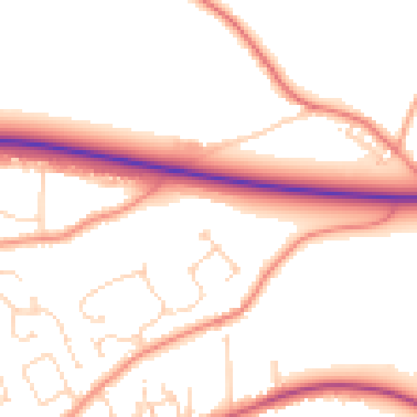 Daytime road noise heatmap for PE12 7FS