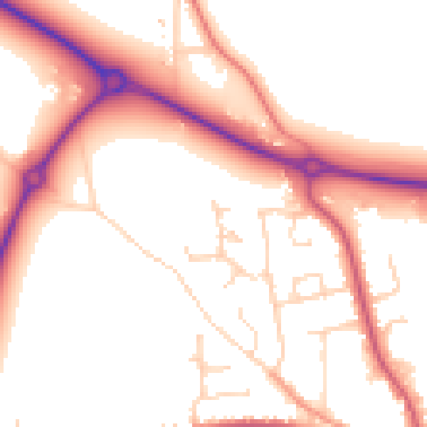 Daytime road noise heatmap for PE12 7JP