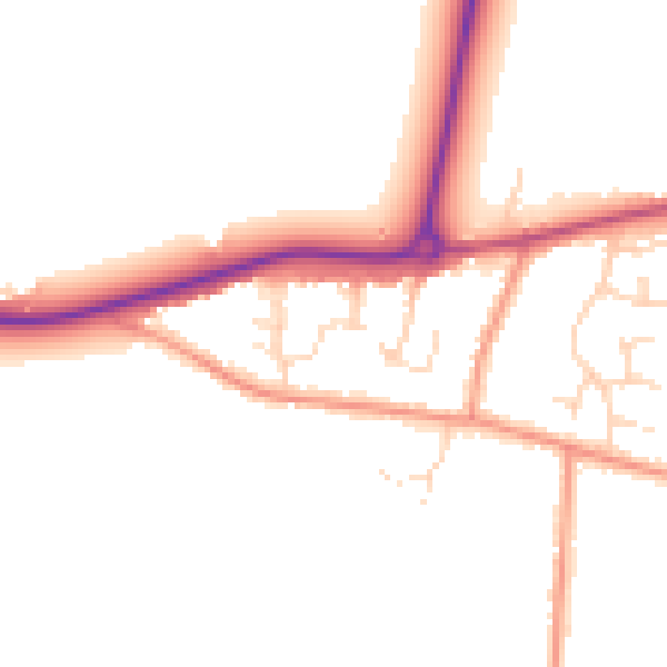 Daytime road noise heatmap for PE12 7JZ
