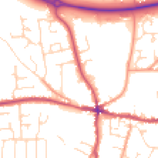 Daytime road noise heatmap for PE12 7LU