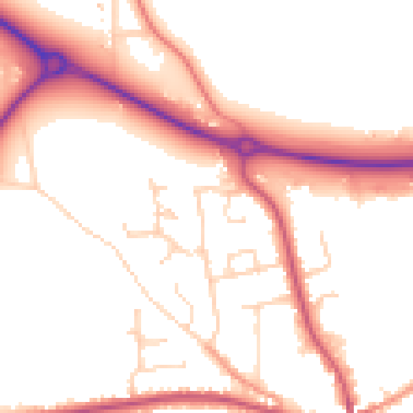 Daytime road noise heatmap for PE12 7NE