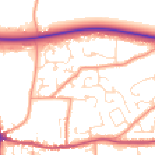 Daytime road noise heatmap for PE12 7PH