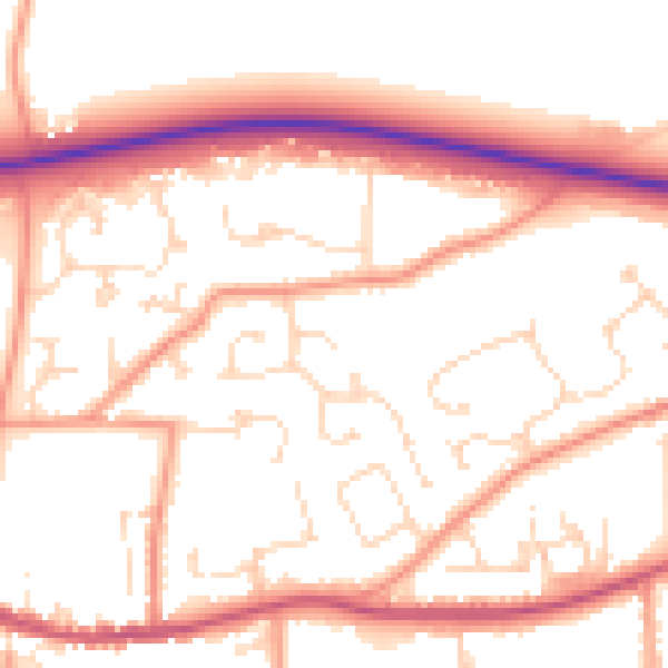Daytime road noise heatmap for PE12 7QF