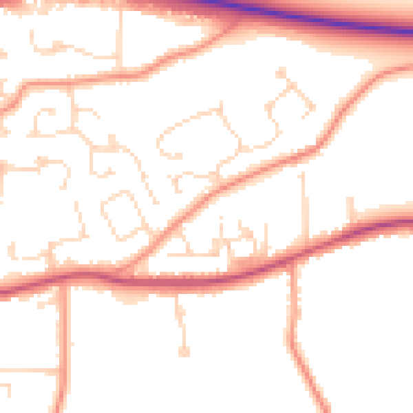 Daytime road noise heatmap for PE12 7QL