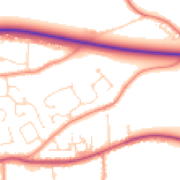 Daytime road noise heatmap for PE12 7RN