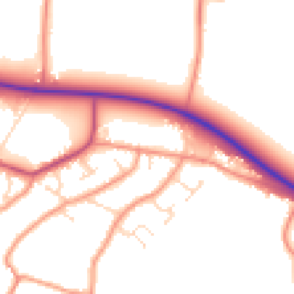 Daytime road noise heatmap for PE12 8LH