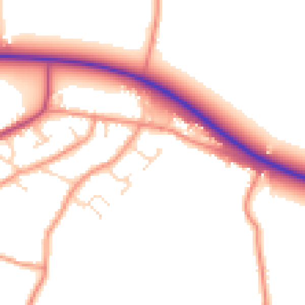 Daytime road noise heatmap for PE12 8NP
