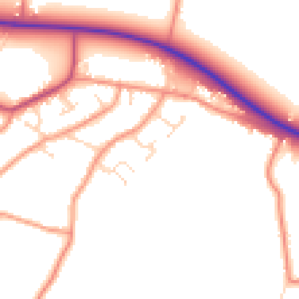 Daytime road noise heatmap for PE12 8NR