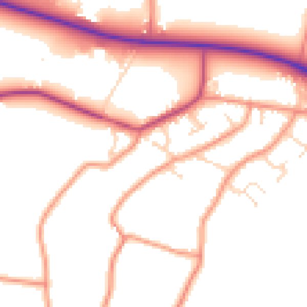 Daytime road noise heatmap for PE12 8NY
