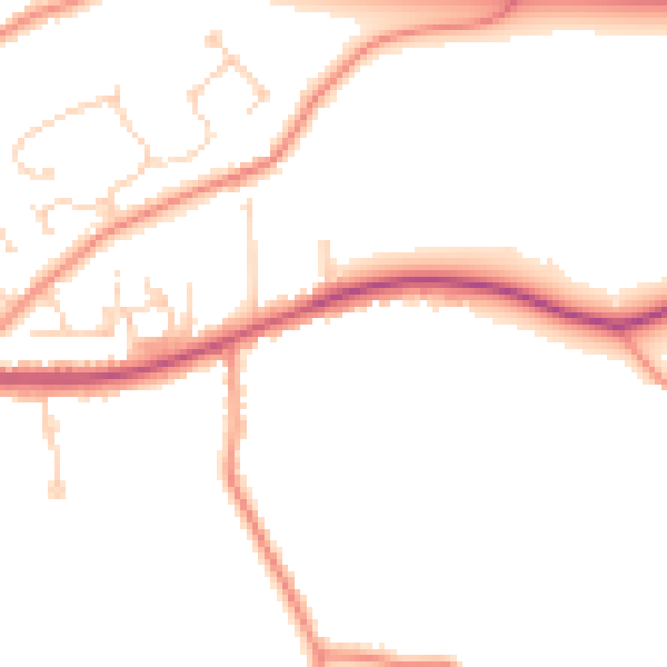 Daytime road noise heatmap for PE12 8NZ