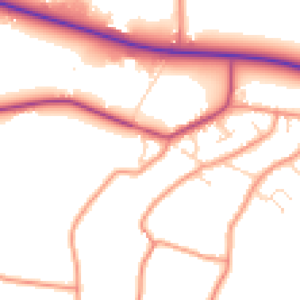Daytime road noise heatmap for PE12 8PN