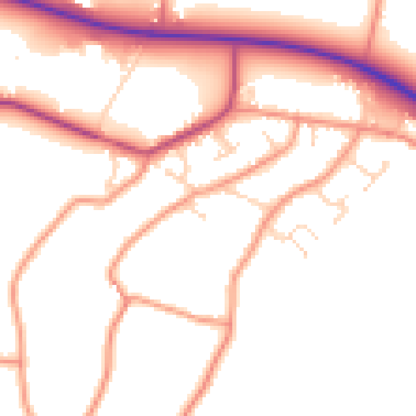 Daytime road noise heatmap for PE12 8TG