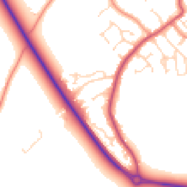 Daytime road noise heatmap for PE12 9BJ