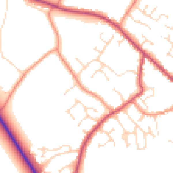 Daytime road noise heatmap for PE12 9BT