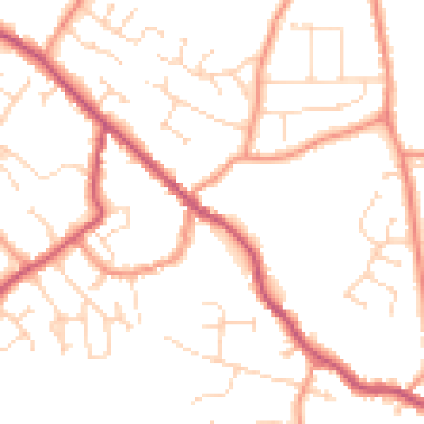 Daytime road noise heatmap for PE12 9DB
