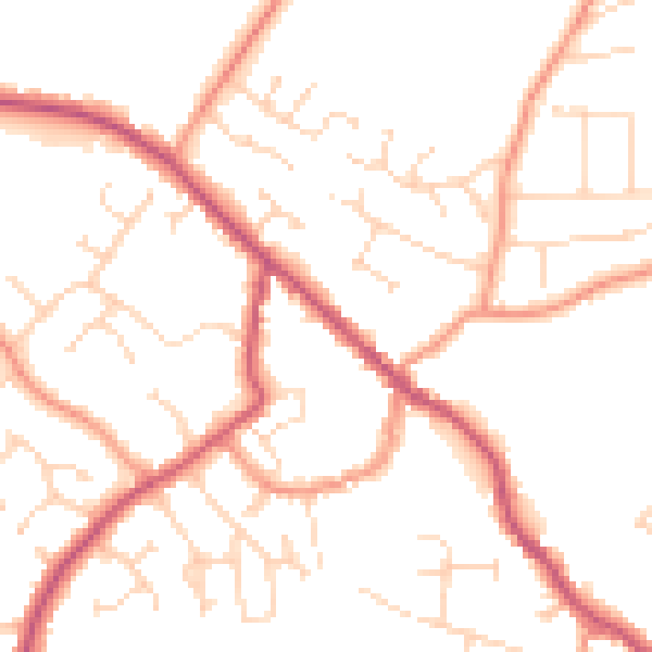 Daytime road noise heatmap for PE12 9DD