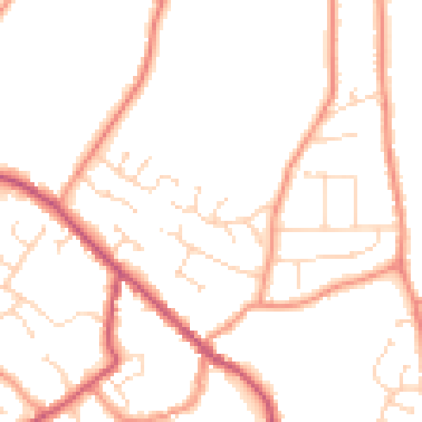 Daytime road noise heatmap for PE12 9DQ