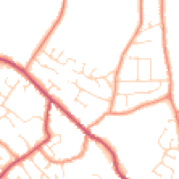 Daytime road noise heatmap for PE12 9DX